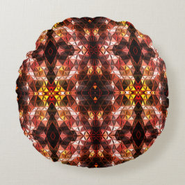 Wiederholtes rotes Dreieck, das seltsame Formen er Rundes Kissen