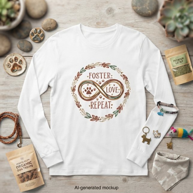 Wiederholung der rustikalen Foster-Liebe T-Shirt (Cozy long-sleeve tee with an infinity wreath design, perfect for dedicated animal rescue advocates.)