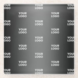 Wiederholung des Firmenlogos   Schwarz & Grau Grad Glasuntersetzer