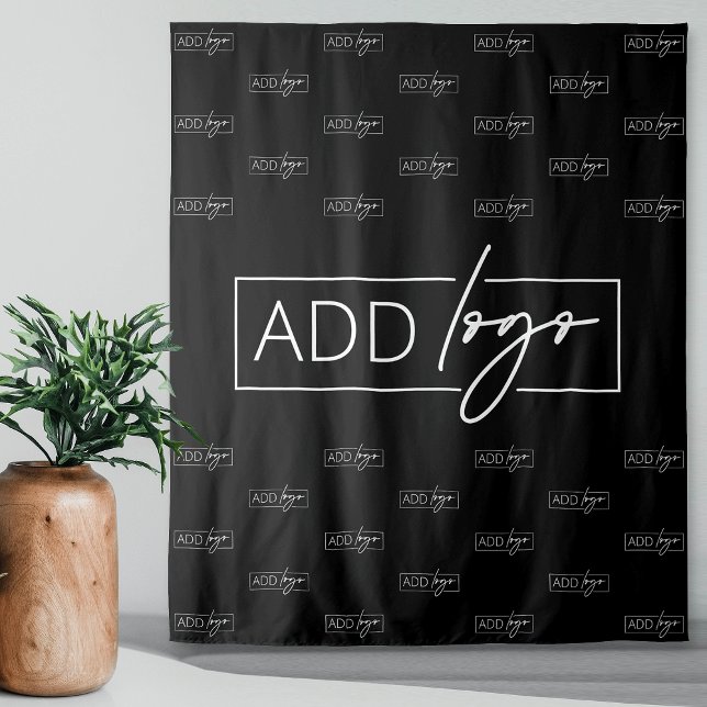 Wiederholung des Minimalistischen Business-Logos i Wandteppich (minimalist black and white business logo step and repeat backdrop tapestry)