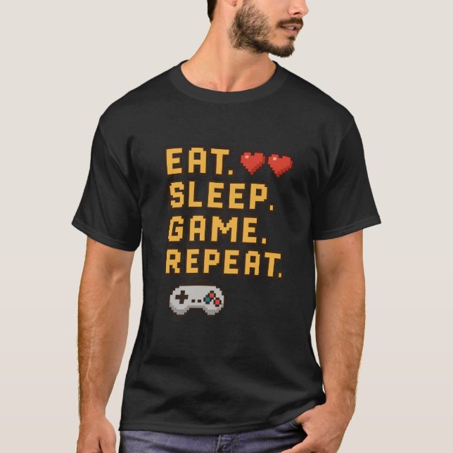 Wiederholung des Sleep Game - Retro Pixel Gaming T T-Shirt (Vorderseite)