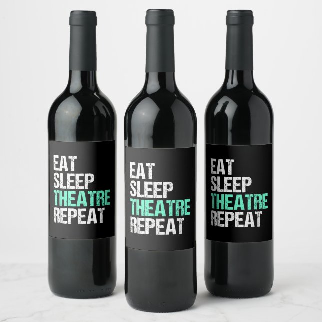 Wiederholung des Sleep Theaters essen Weinetikett (Flaschen)