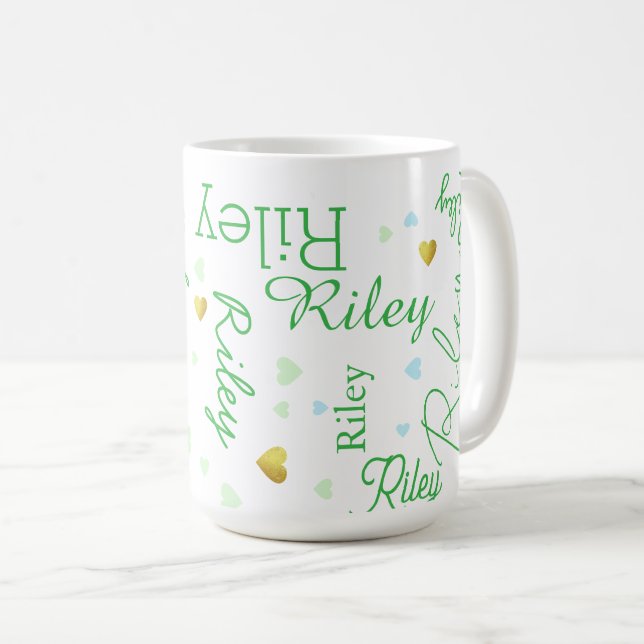 Wiederholung eines grünen Kurzen Namens mit Liebe  Kaffeetasse (VorderseiteRechts)