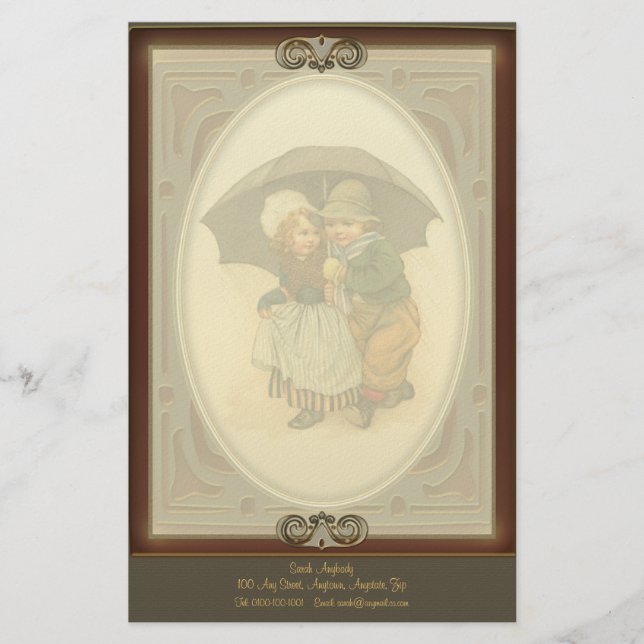 Wiederholung Vintager Illustrationsbriefe Briefpapier (Vorderseite)