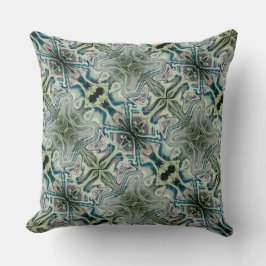 Wiederholung von graugrünem und grünem Zyan Kissen