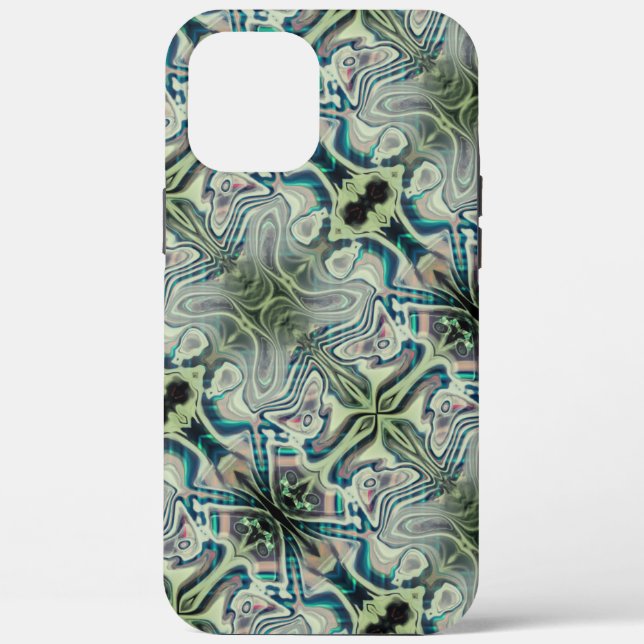 Wiederholung von graugrünem und grünem Zyanthro Case-Mate iPhone Hülle (Rückseite)