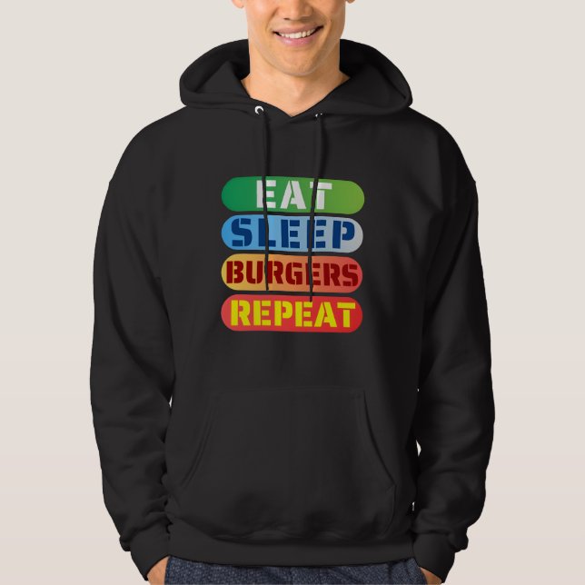 Wiederholung von Schlaf-Burgern Hoodie (Vorderseite)