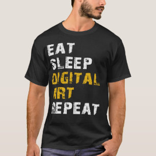 Wiederholung von Schlaf-Digitalgrafik T-Shirt