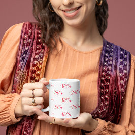 Wiederholungsname in Rot, alles in Weiß Tasse