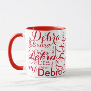 Wiederholungsname Typografie rot Tasse