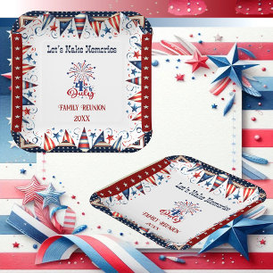 Wiedersehen 4. Juli Stars Firecracker Bunting Pappteller