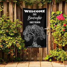 Wiedersehen Alter weißer Baum auf schwarz-kundensp Banner