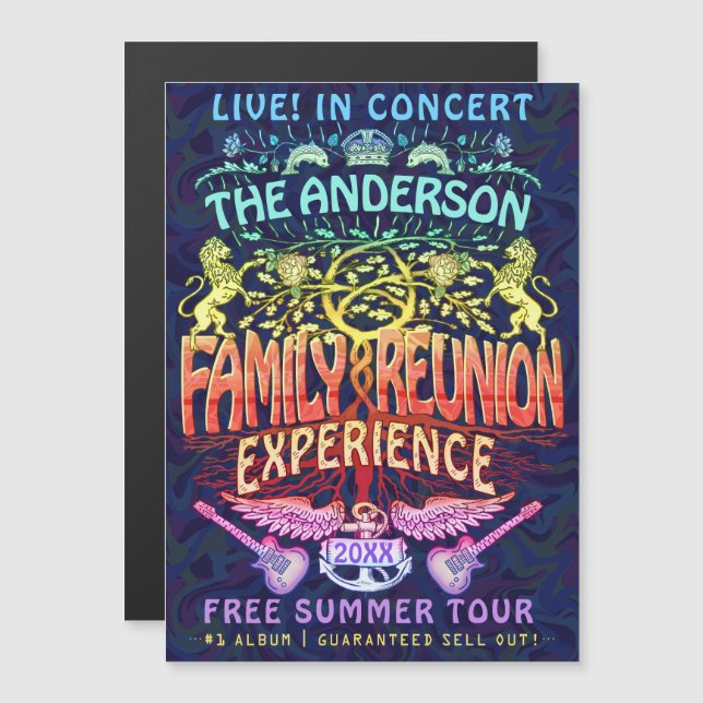 Wiedersehen Band Retro 70er Concept Logo Neon Magneteinladung (Vorne/Hinten)