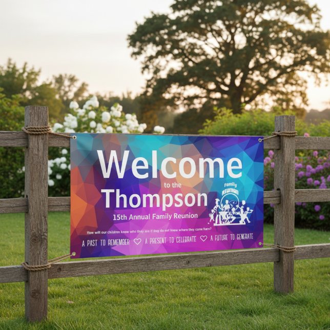 Wiedersehen-Banner der Familie (farbenfrohe Geomet Banner (Bring every generation together in vibrant style.)