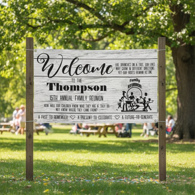 Wiedersehen-Banner der Familie - rustikales Weißes Banner (Family Reunion Banner )