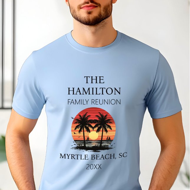 Wiedersehen Beach Shirt (Men's Beach Family Reunion  Custom date and location T-shirt with family names on back)