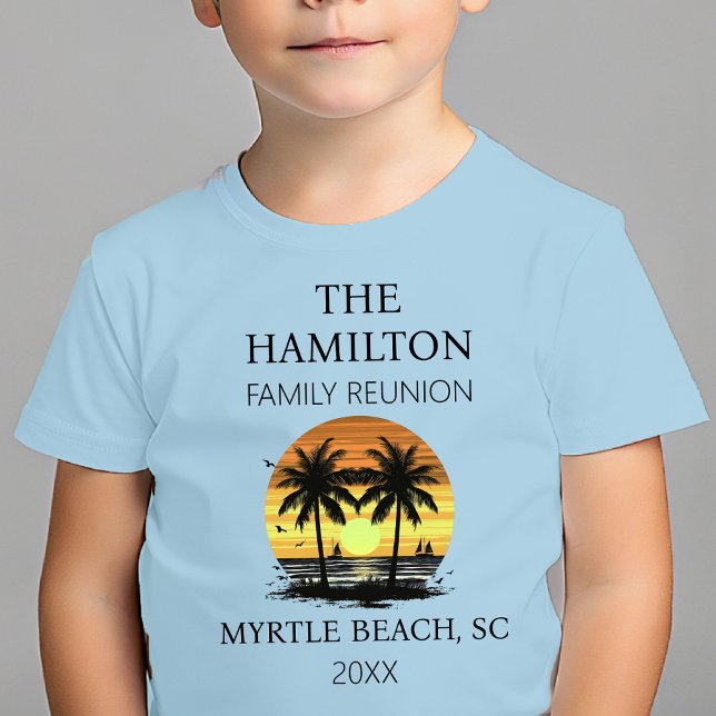 Wiedersehen Beach Shirt (Toddler Beach Family Reunion  Custom date and location T-shirt with family names on back)