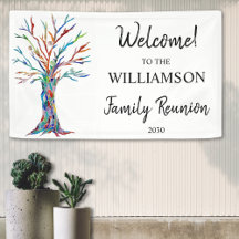Wiedersehen-Begrüßungsbanner der Familie Tree