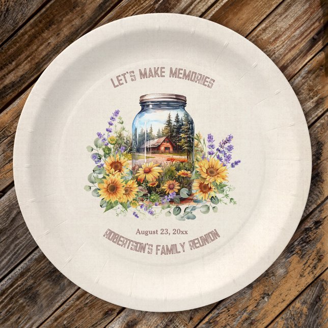 Wiedersehen Birthday Forest Cabin Pappteller (Family Reunion Birthday Forest Cabin Paper Plates)