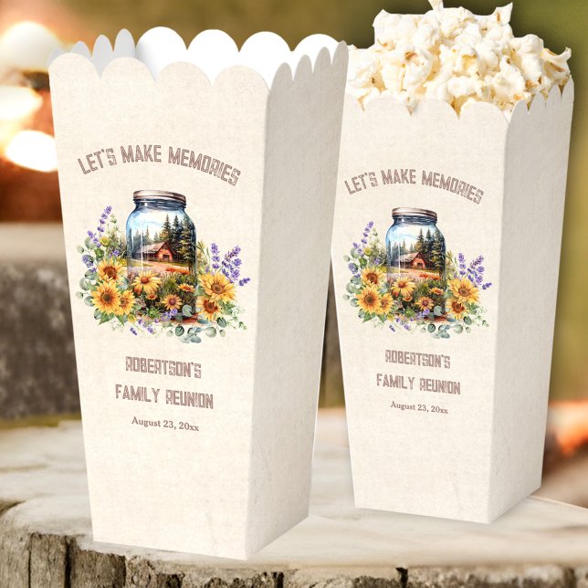 Wiedersehen Birthday Forest Cabin Popcorn Geschenkschachtel (Family Reunion Birthday Forest Cabin Popcorn Favor Boxes)
