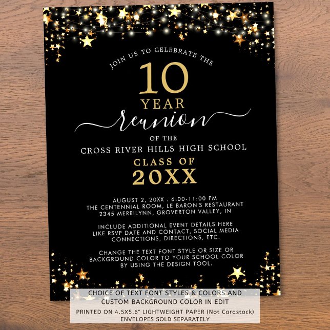 Wiedersehen Black Gold Stars Einladung zur Budget  (Von Creator hochgeladen)