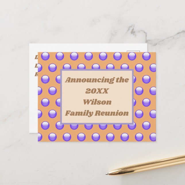 Wiedersehen Blue Polka Dot Pattern Ankündigung Postkarte (Vorderseite/Rückseite Beispiel)