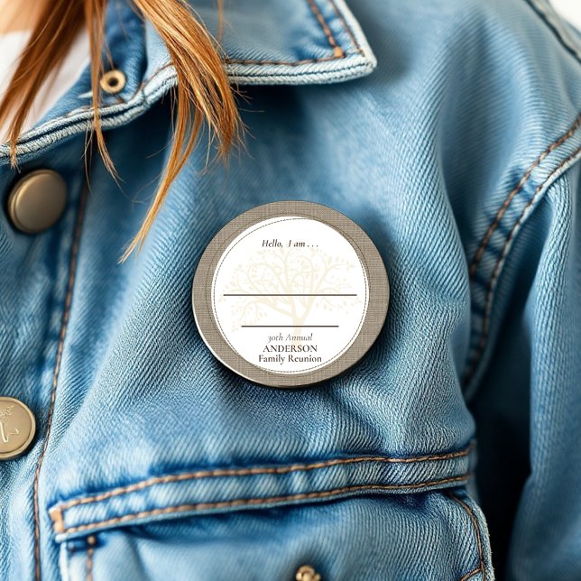 Wiedersehen Brown Burlap Hello Button (Von Creator hochgeladen)