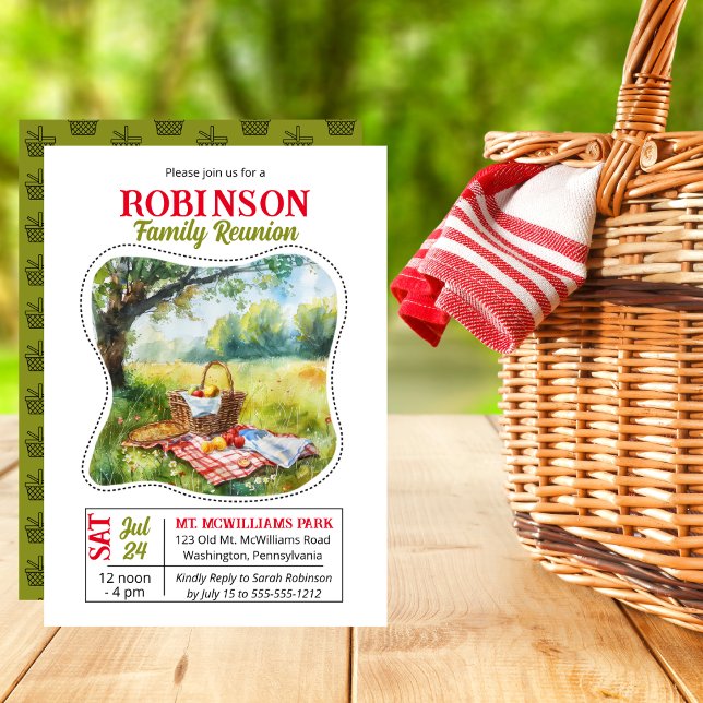 Wiedersehen Celebration der Picnic Basket Scene-Fa Einladung (Picnic Basket Scene Family Reunion Celebration Invitation)
