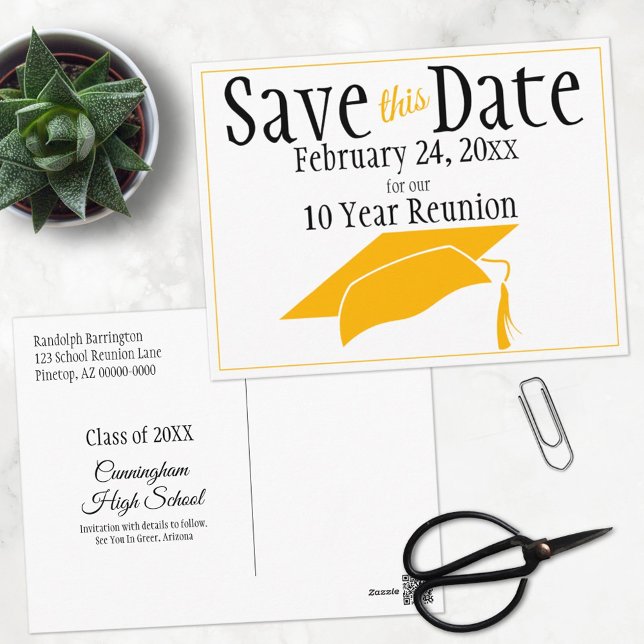 Wiedersehen Class Save the Date Orange Graduation  Postkarte (Von Creator hochgeladen)
