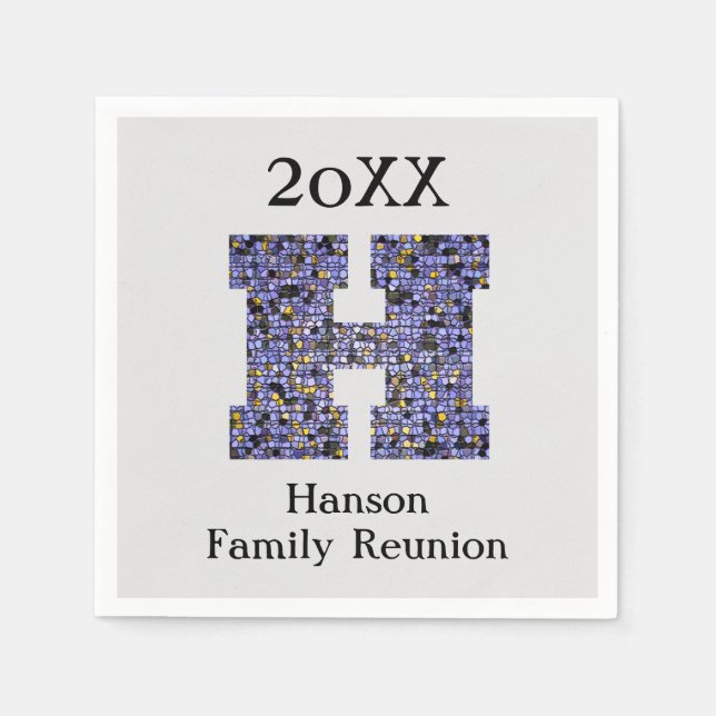 Wiedersehen Cocktail-Stunde-Brief H Monogramm Serviette (Vorderseite)