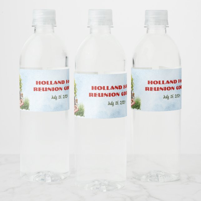 Wiedersehen-Cookout der Familie im Park Wasserflaschenetikett (Flaschen)