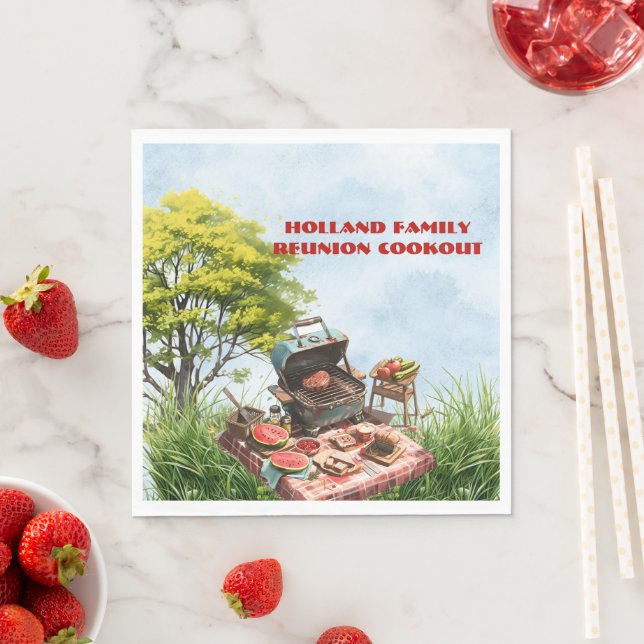 Wiedersehen Cookout der Familie im Parkpapier Napk Serviette (Beispiel)