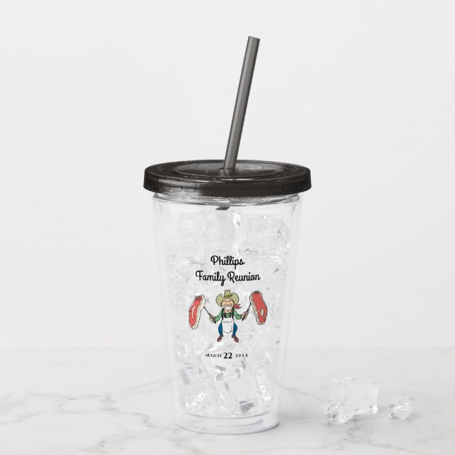 Wiedersehen Cowboy Big Steaks Acrylic Tumbler Acryltrinkbecher (Rückseite Ice)