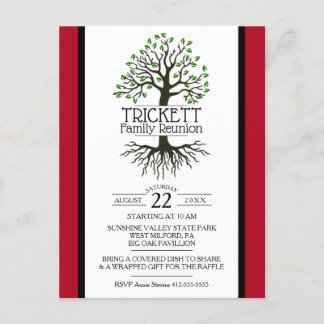 Wiedersehen der dunkelroten Stammbaumfamilie Einladungspostkarte