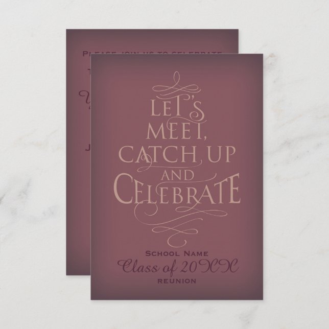 Wiedersehen-Design der Schule. Einladung (Vorne/Hinten)