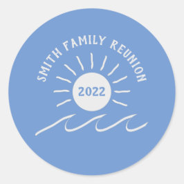 Wiedersehen - draußen - Sonne am Strand oder am Se Runder Aufkleber