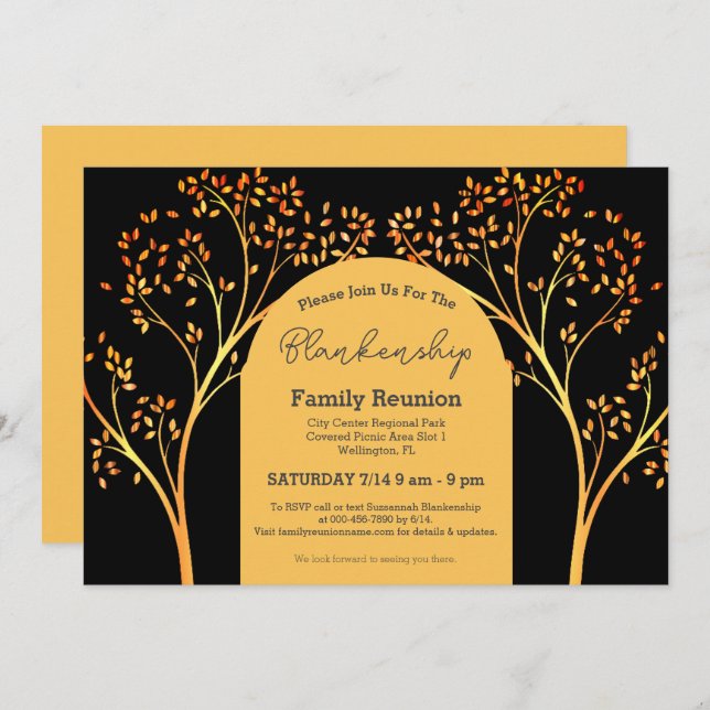 Wiedersehen Einladung der Golden Orange Tree Famil (Vorne/Hinten)