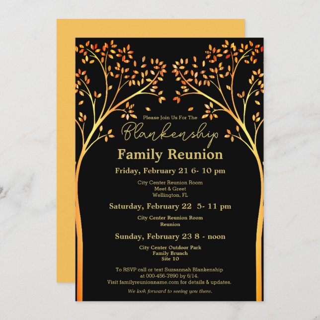 Wiedersehen Einladung der Golden Orange Tree Famil (Vorne/Hinten)