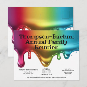 Wiedersehen-Einladung für Color Splash-Familie Postkarte