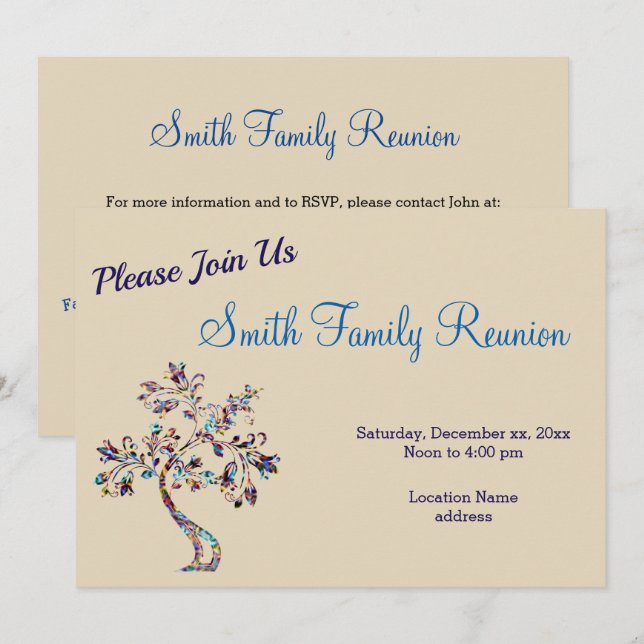 Wiedersehen-Einladung für Nebula Tree Family Einladung (Vorne/Hinten)