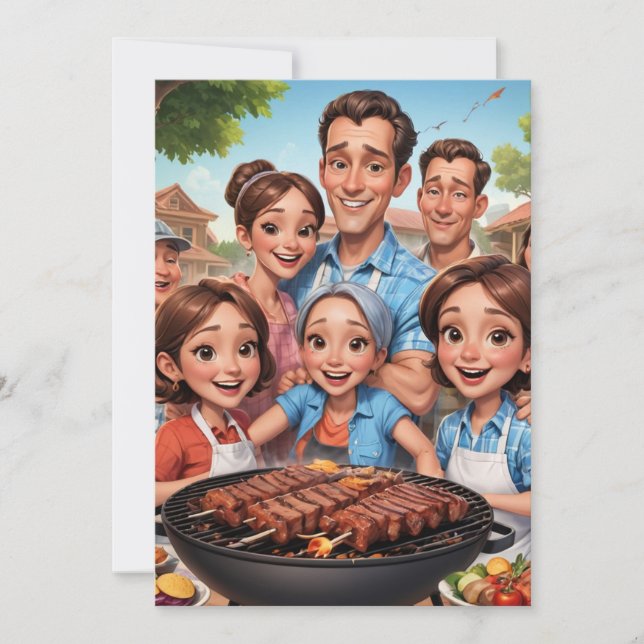 Wiedersehen-Einladungen für Familien Grillen-Cooki Einladung (Vorderseite)