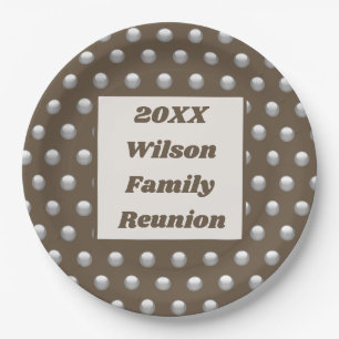 Wiedersehen Elegante Silver Polka Dot Pattern Pappteller
