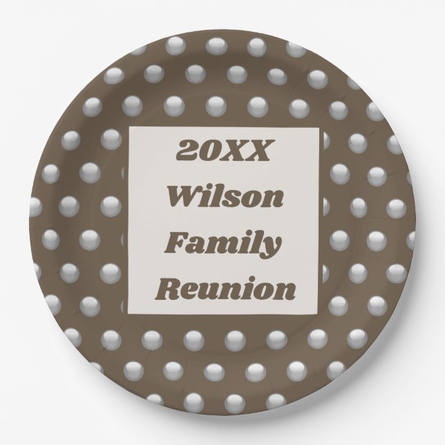 Wiedersehen Elegante Silver Polka Dot Pattern Pappteller (Vorderseite)