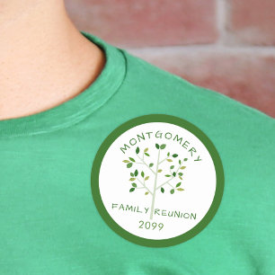 Wiedersehen Family Tree Green Gedenk Runder Aufkleber