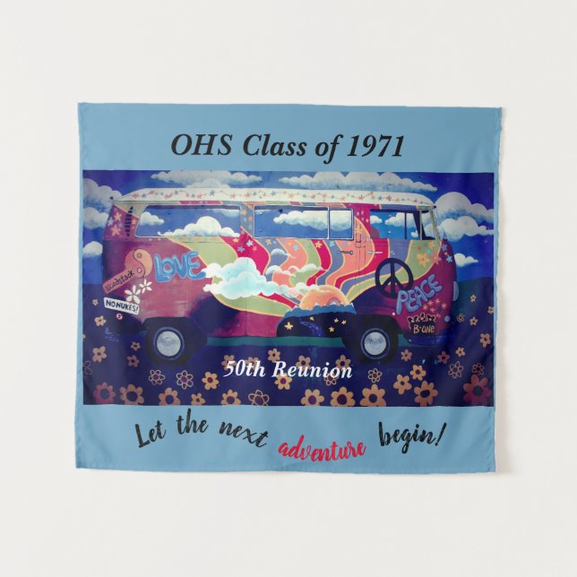 Wiedersehen-Foto-Stand-Hintergrund Hippie-Thema Wandteppich (Vorderseite (Horizontal))