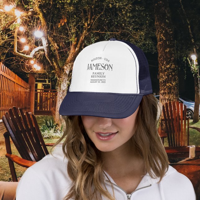 Wiedersehen für benutzerdefinierte klassische Boge Truckerkappe (Planning a family reunion? Create your own custom matching hats for guests to enjoy!)