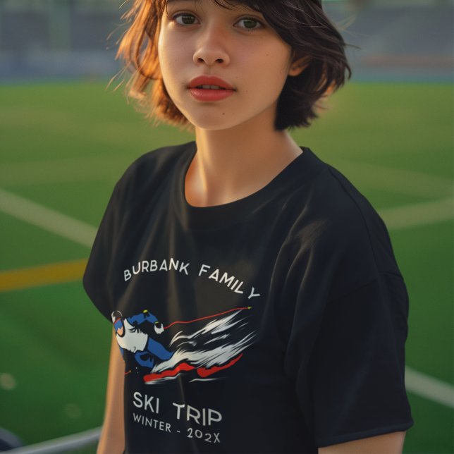 Wiedersehen für die Skipassfamilie T-Shirt (Family Ski Trip Matching Girls Navy Blue T-Shirt)