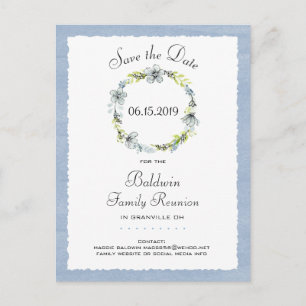 Wiedersehen für eine Blue Wreath Country-Familie S Ankündigungspostkarte