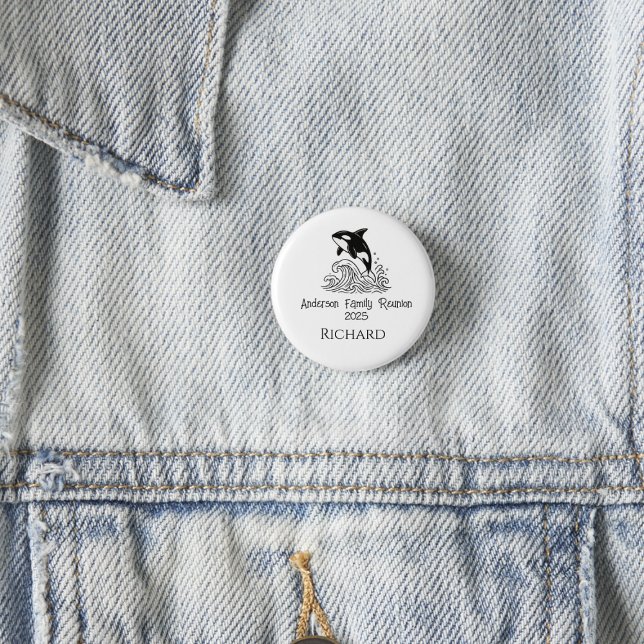 Wiedersehen für Minimalistische Whalenfamilie Button (Minimalist Family Reunion button with whale design)