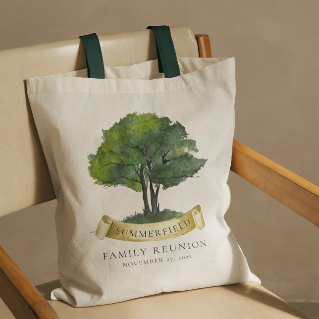 Wiedersehen Genealogische Stammbaum-Cousins passen Tragetasche (Genealogy Tree Family Reunion Green Handles Tote Bag)